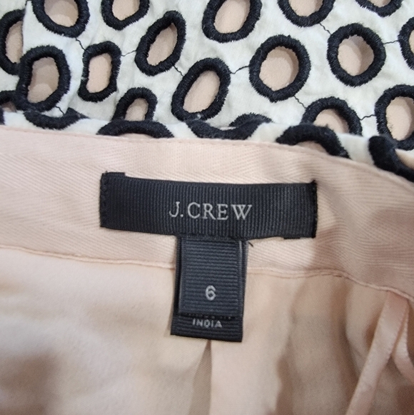J. Crew Cotton Embroidered Open Polks dot Skirt over blush pink lining Size 6 - Picture 13 of 16